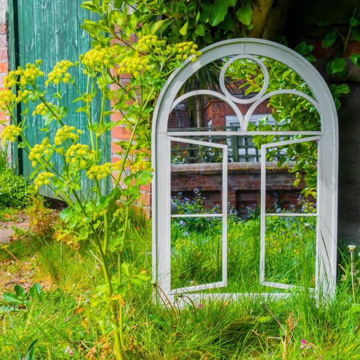 Woodside Acton Large Decorative Arched Outdoor Garden Mirror, 66.5cm x ...